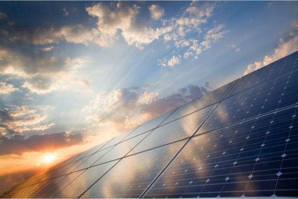 Solar Panels & Sunset Sky In New Jersey